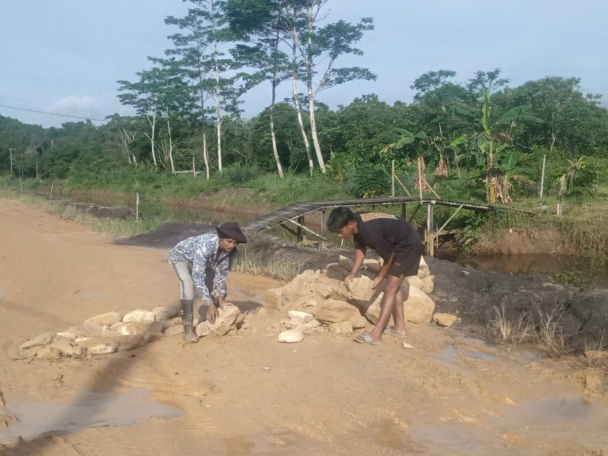 Gotong Royong Memperbaiki Jalan