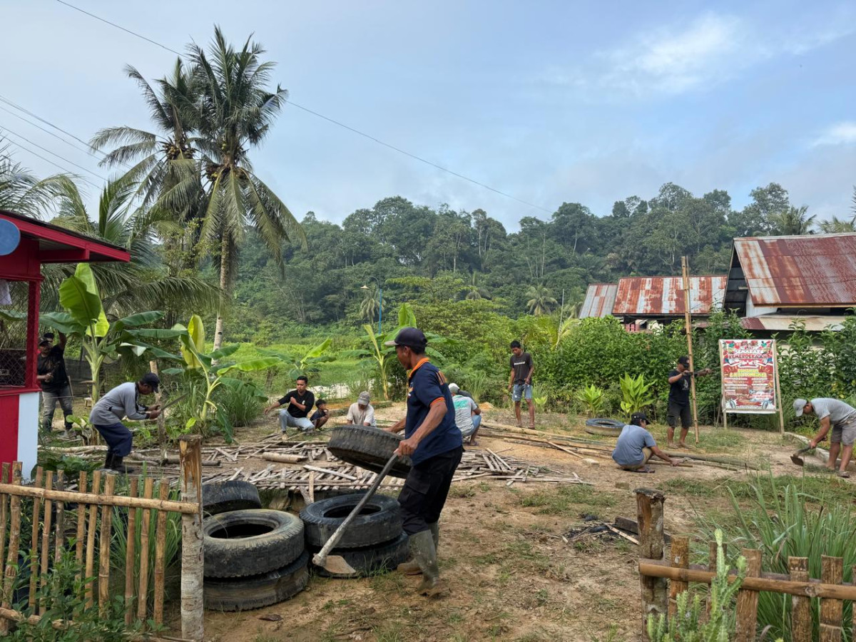 Pembuwatan pagar keliling taman dawis tulip