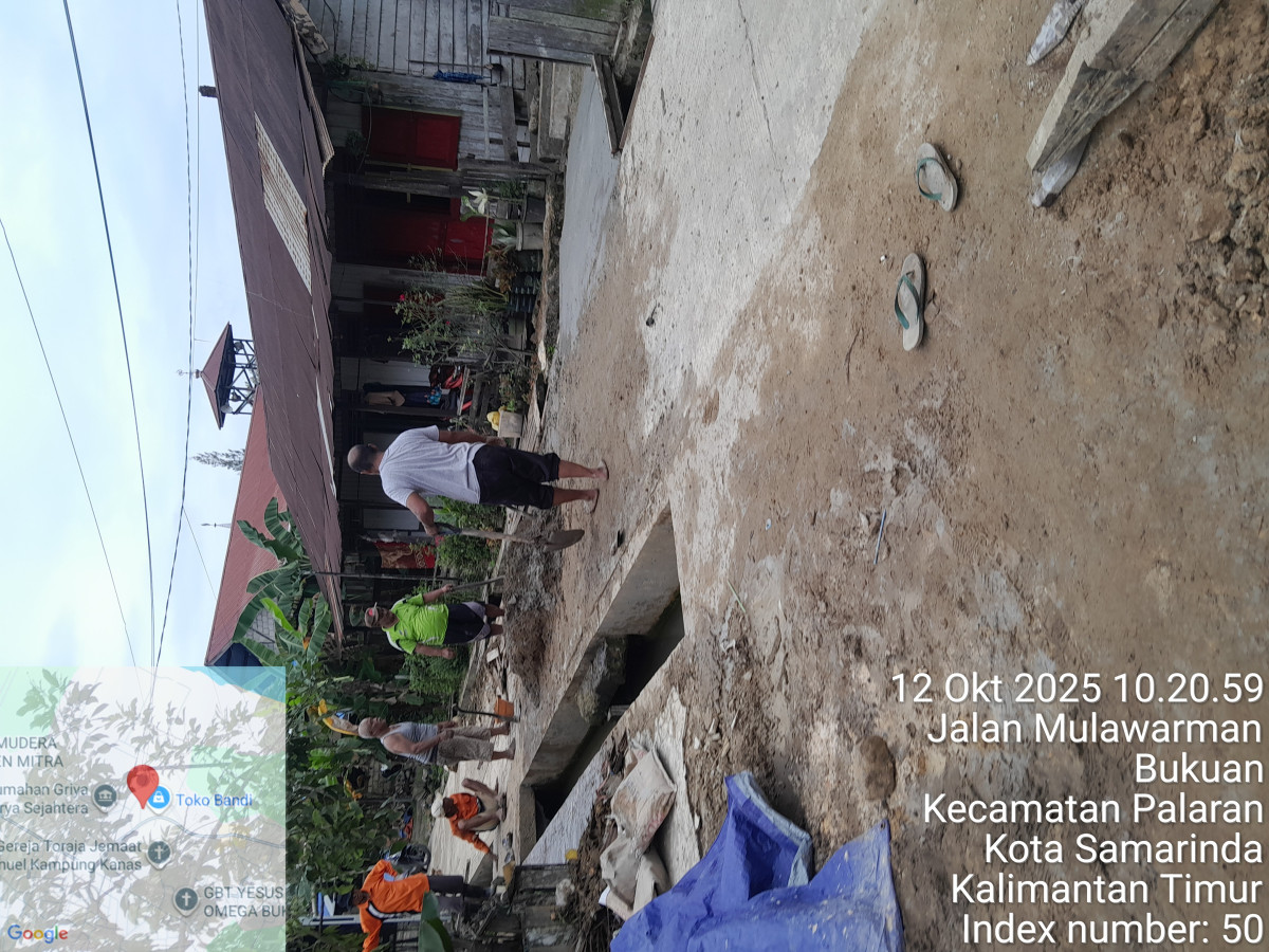 Perbaikan/perlebaran cor jalan di jl mulawarman gg langgar RT 31 BUKUAN