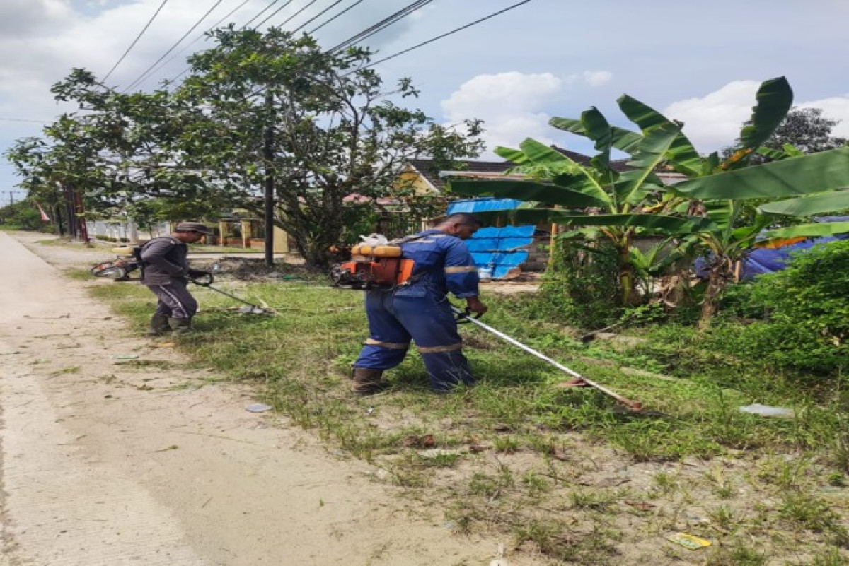 Pembersihan rumput pinggir jalan Kampung tengah