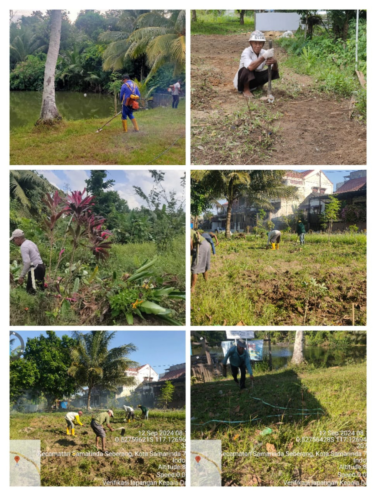 Bersih-bersih lingkungan pemotongan rumput di kawasan Danau