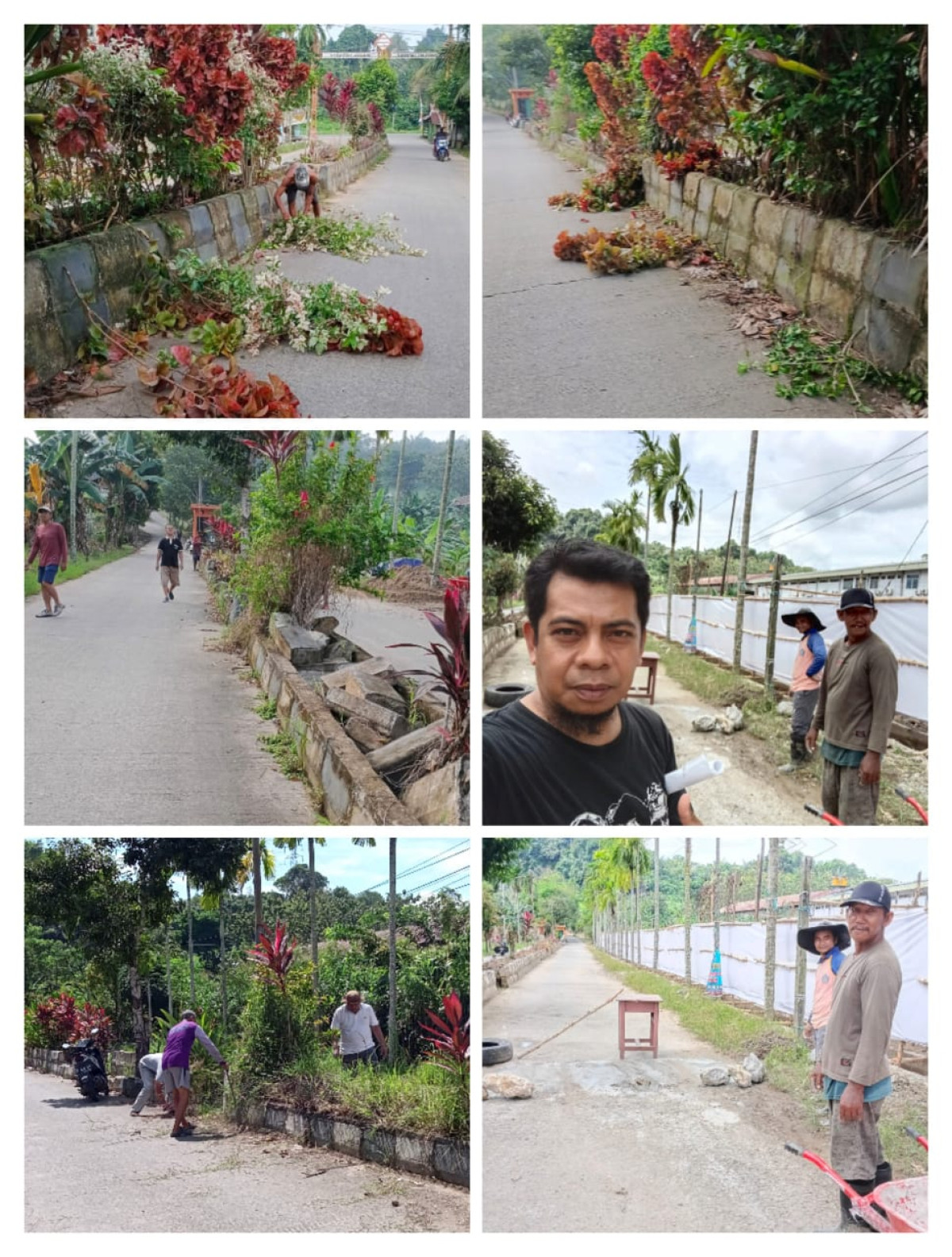 Kerja bakti perbaikan jalan dan taman pintu masuk perumahan