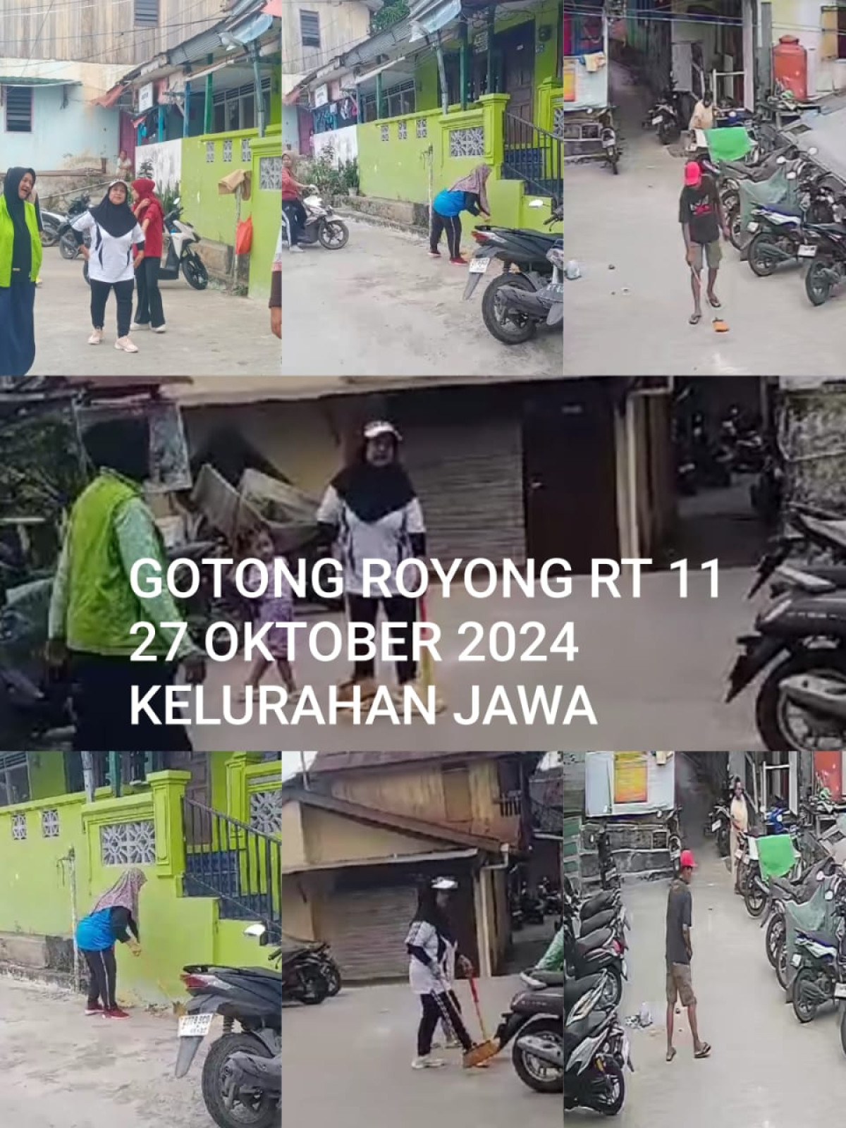 Gotong royong warga RT 11 (membersihkan lapangan yang akan dipakai senam)