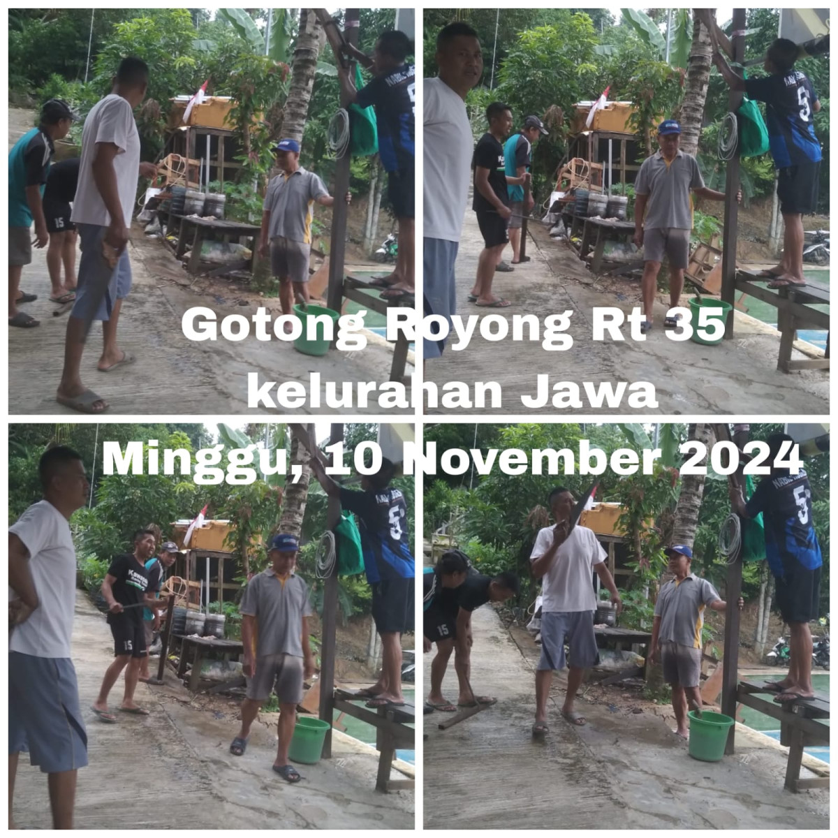 Gotong Royong membuat Rak tenda RT