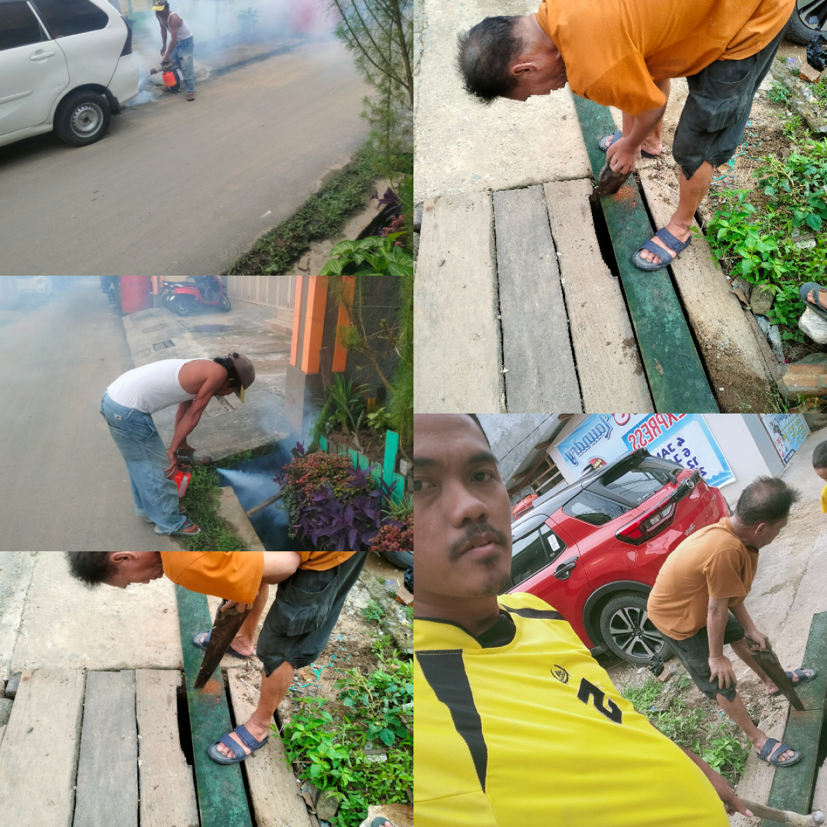 Gotong royong perbaikan jembatan dan foging