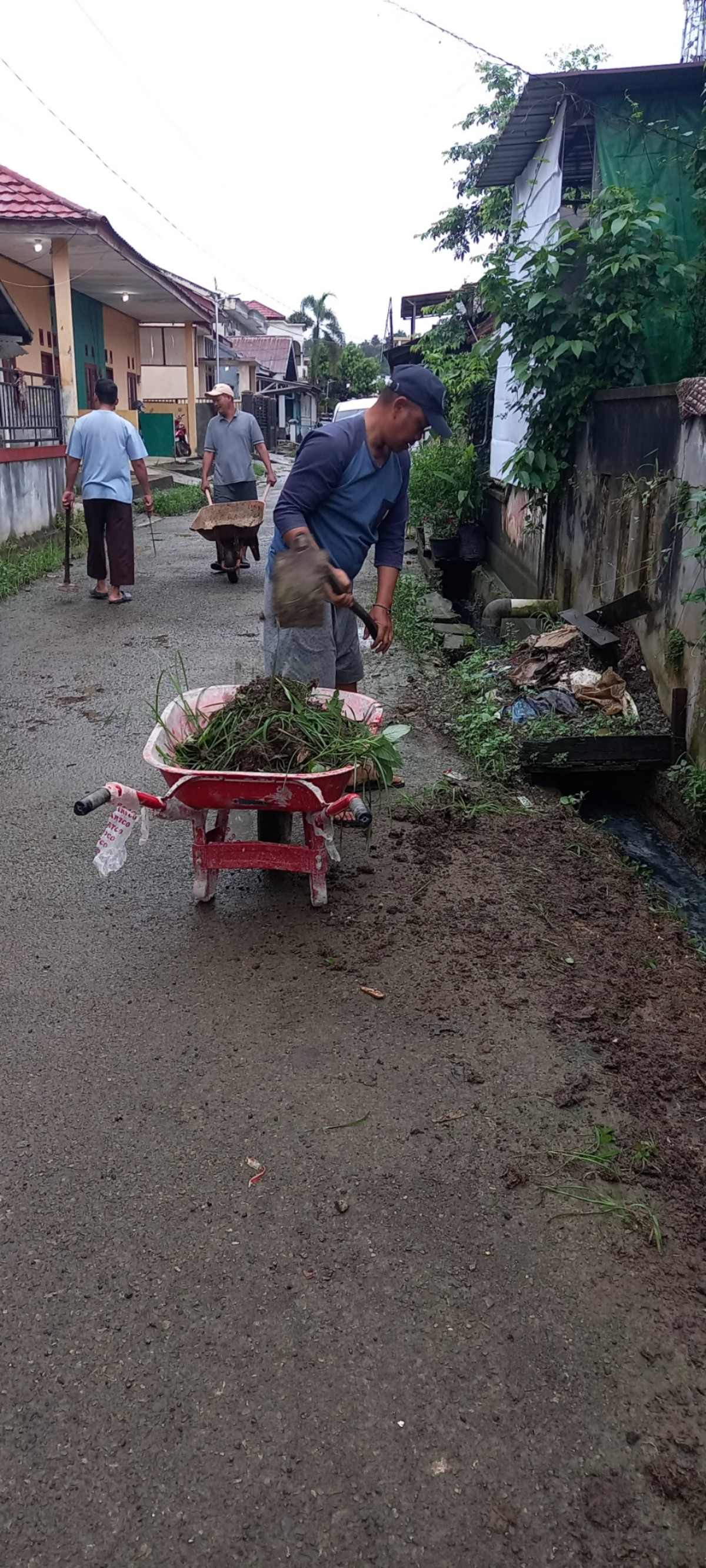 membersihkan parit