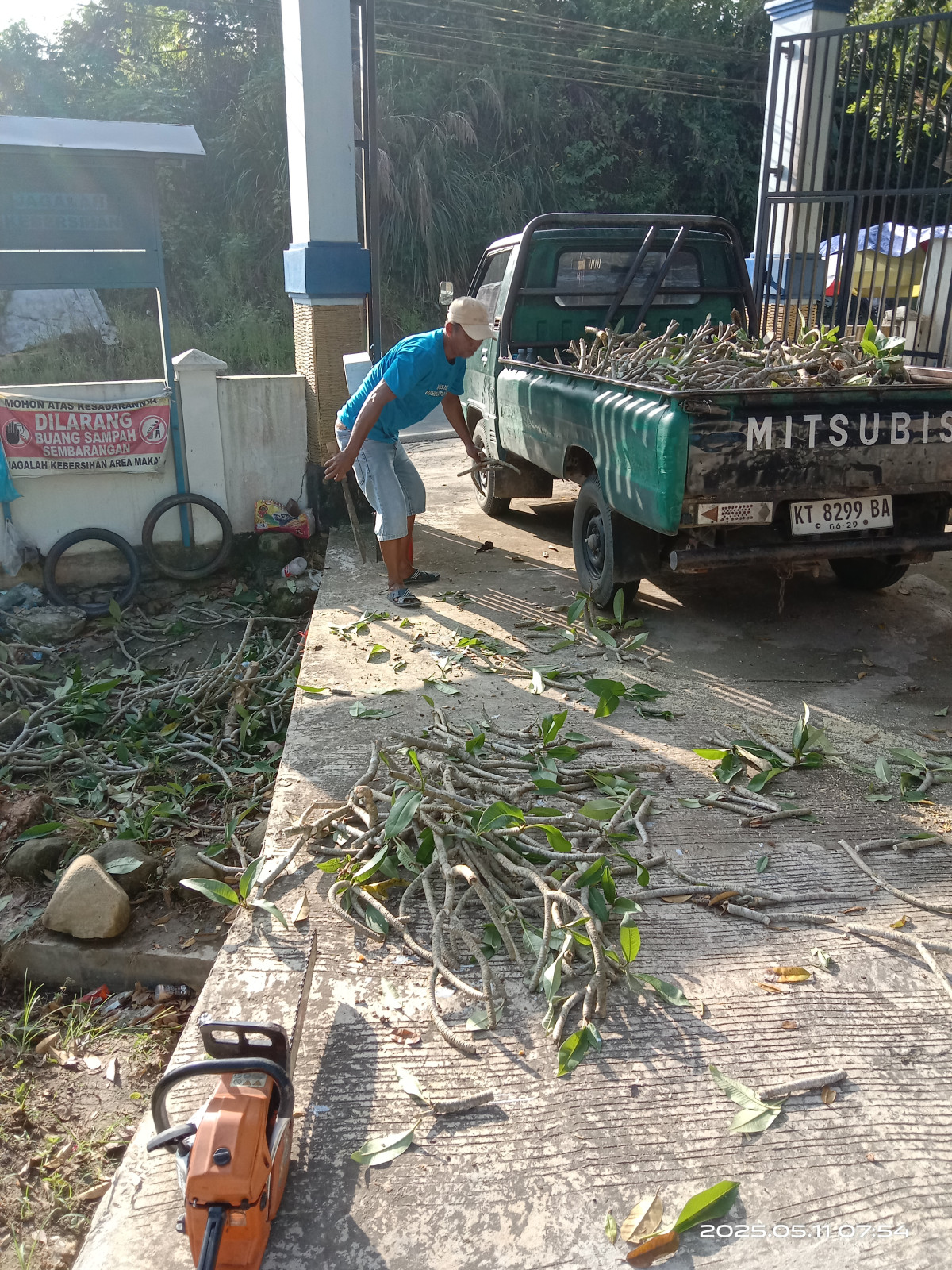 Memotong pohon dan membuang ke TPA