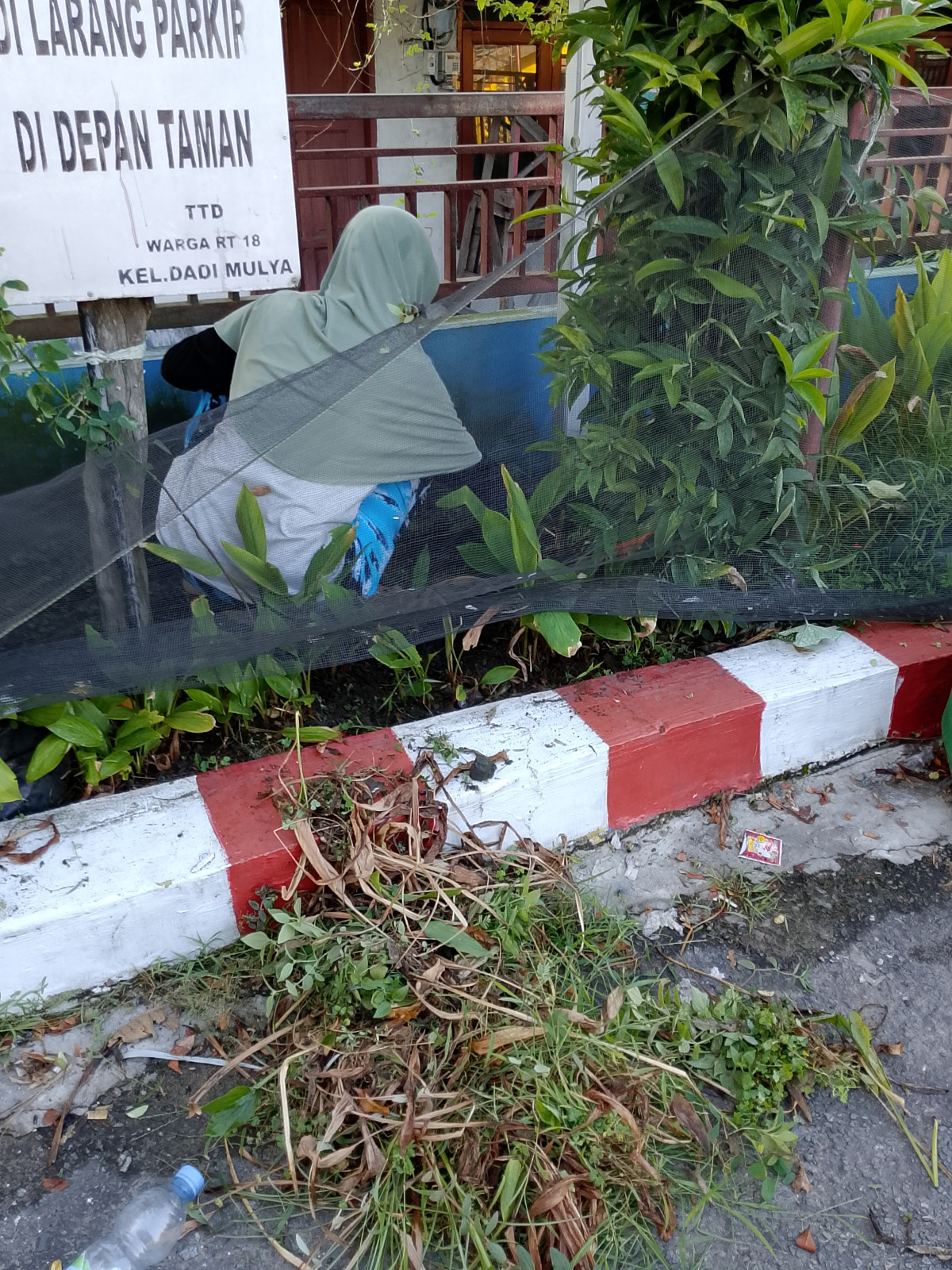 Kerja Bakti membersihkan Taman Toga RT.18