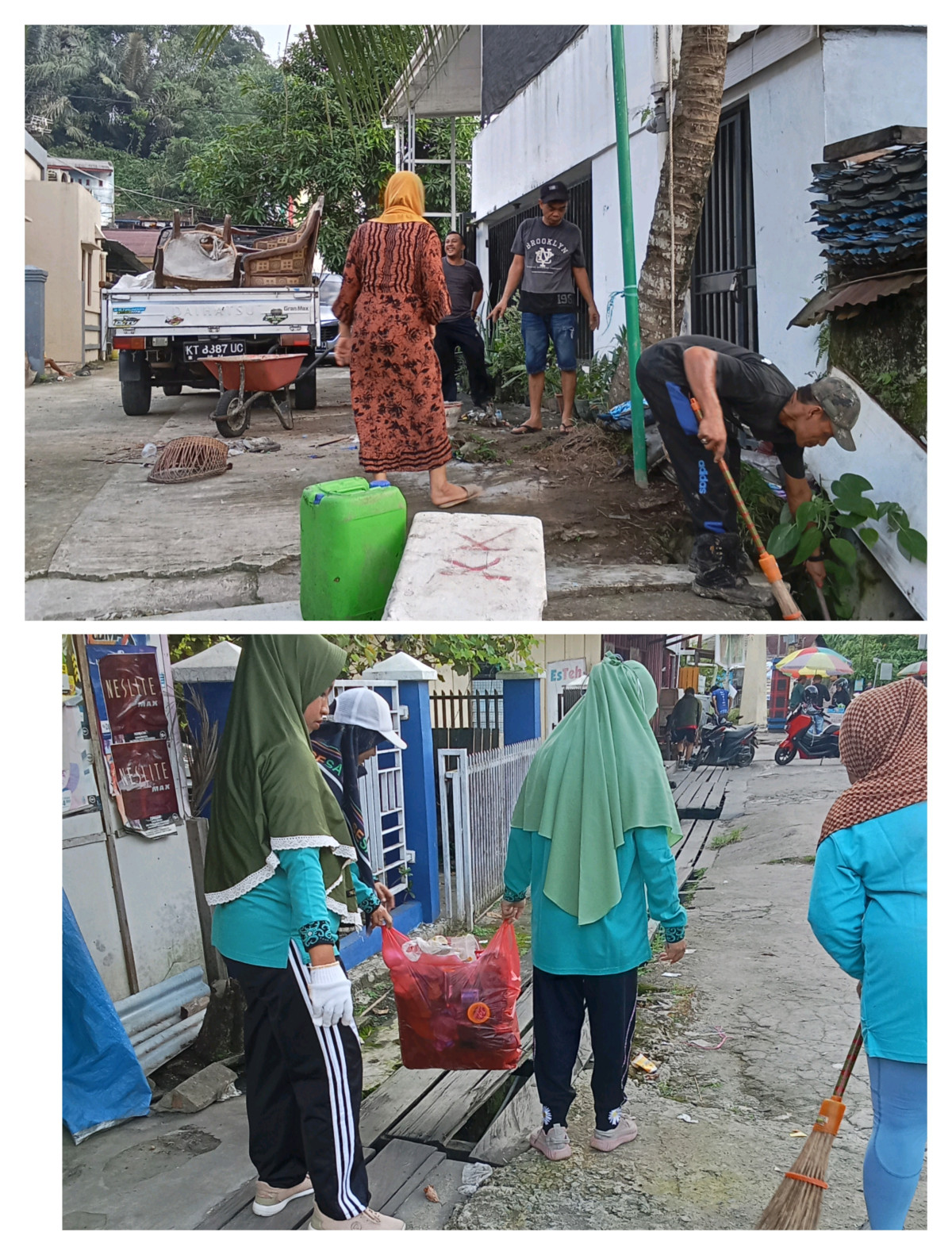 Kerja bakti membersihkan sampah- sampah
