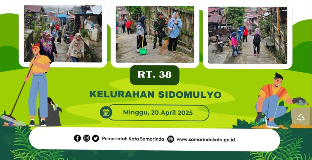 Membersihkan sampah di sekitar lingkungan rt 38