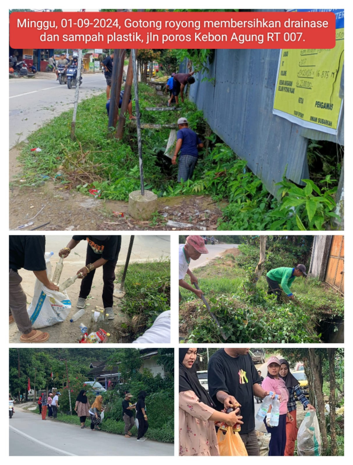 gotong royong membersihkan drainase dan sampah plastik