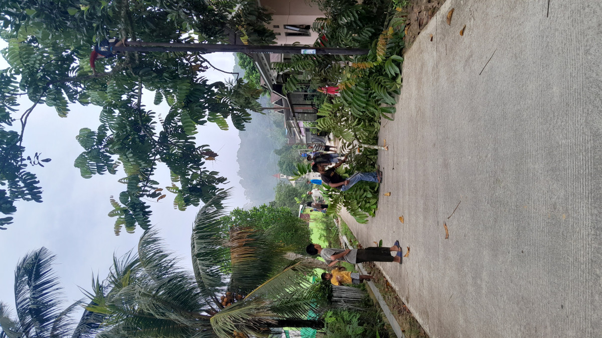 Gotong royong bersih bersih jalan dan pemasangan lampu