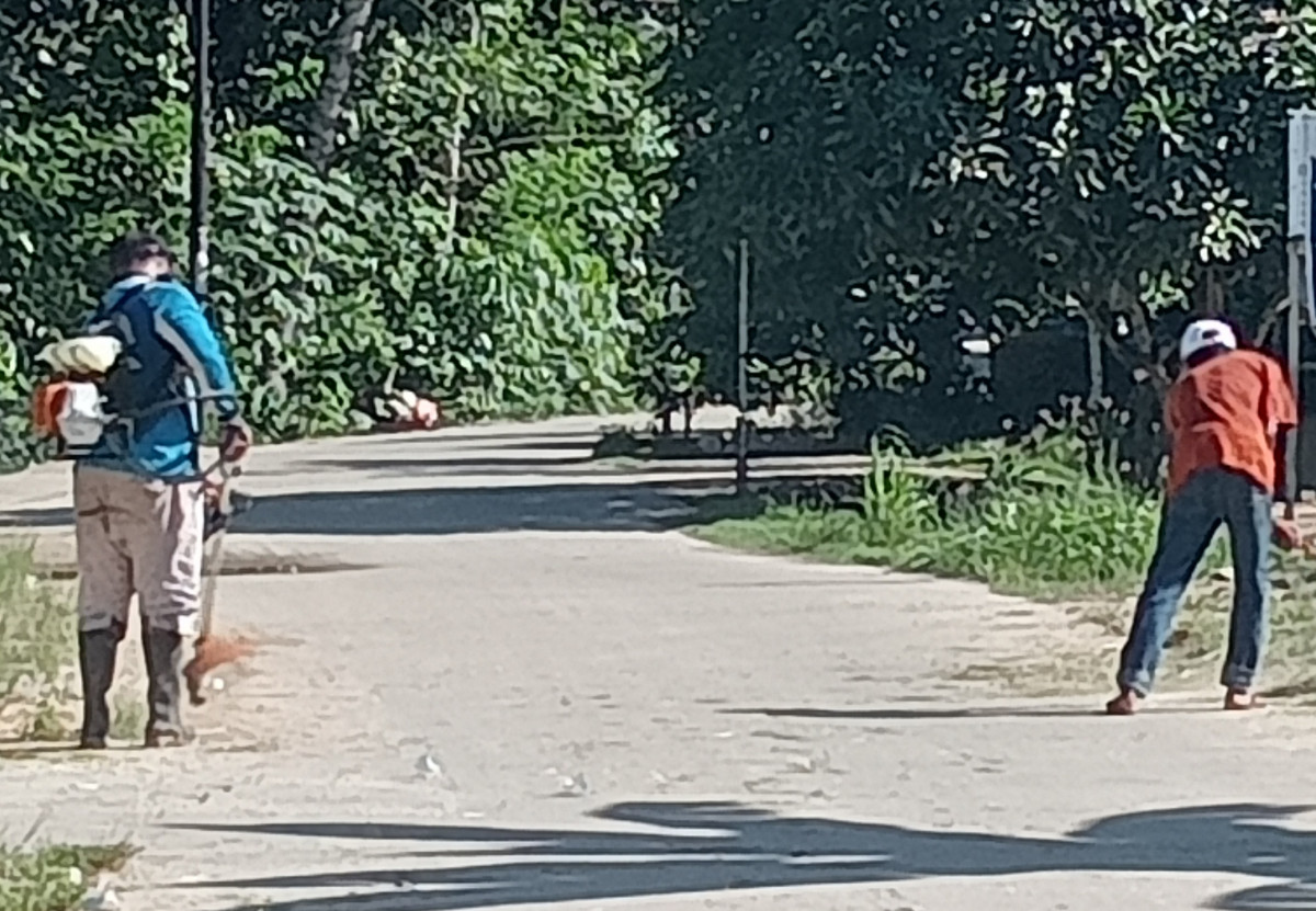 Pembersihan rumput,.jl.muang dalam