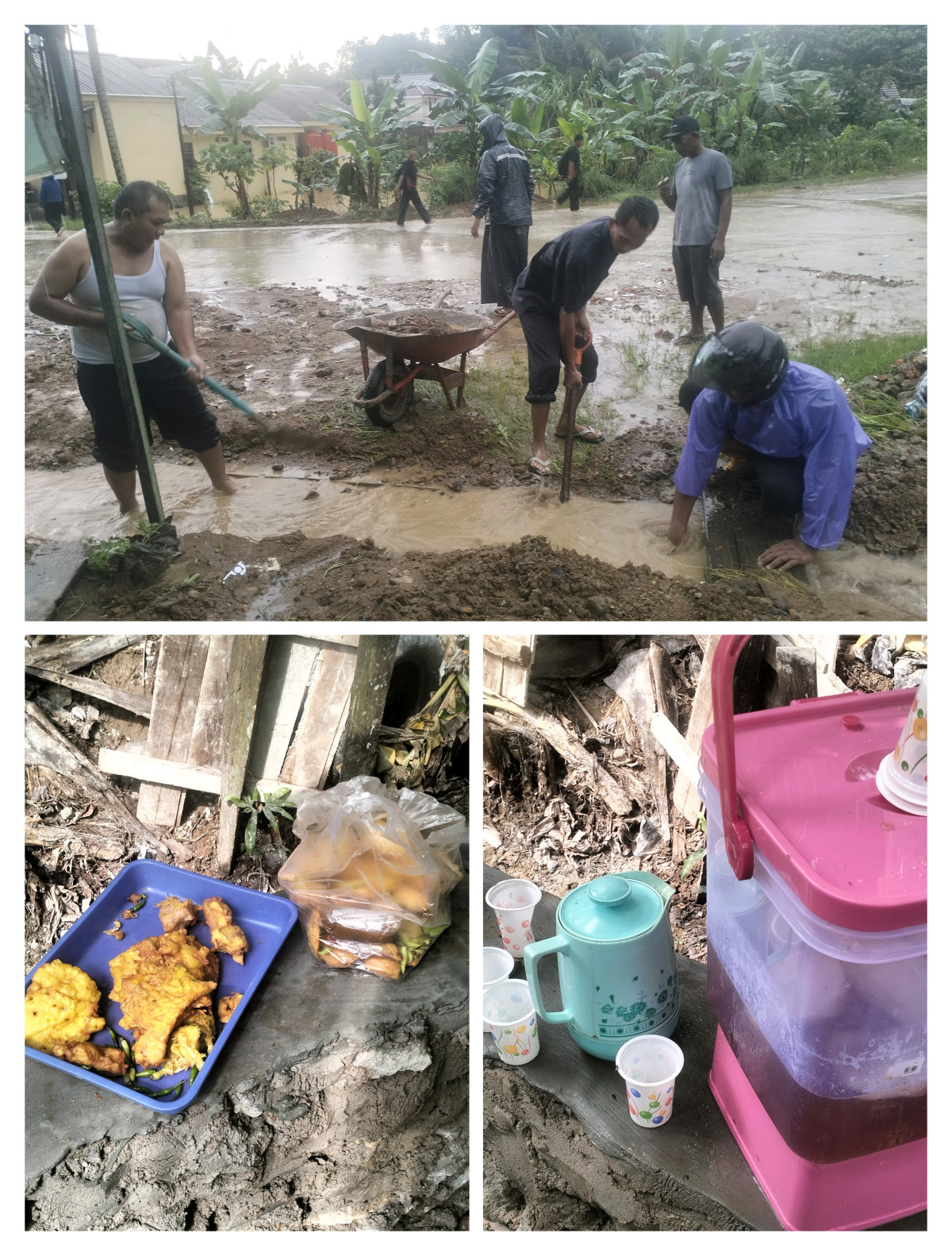 Pembersihan parit pasca banjir poros