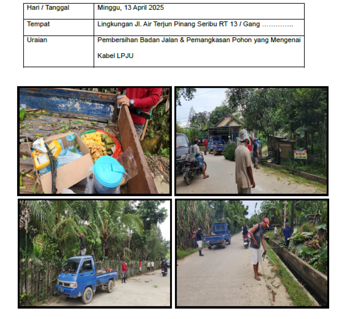 Pembersihan Badan Jalan &amp; Pemangkasan Pohon yang Mengenai Kabel LPJU