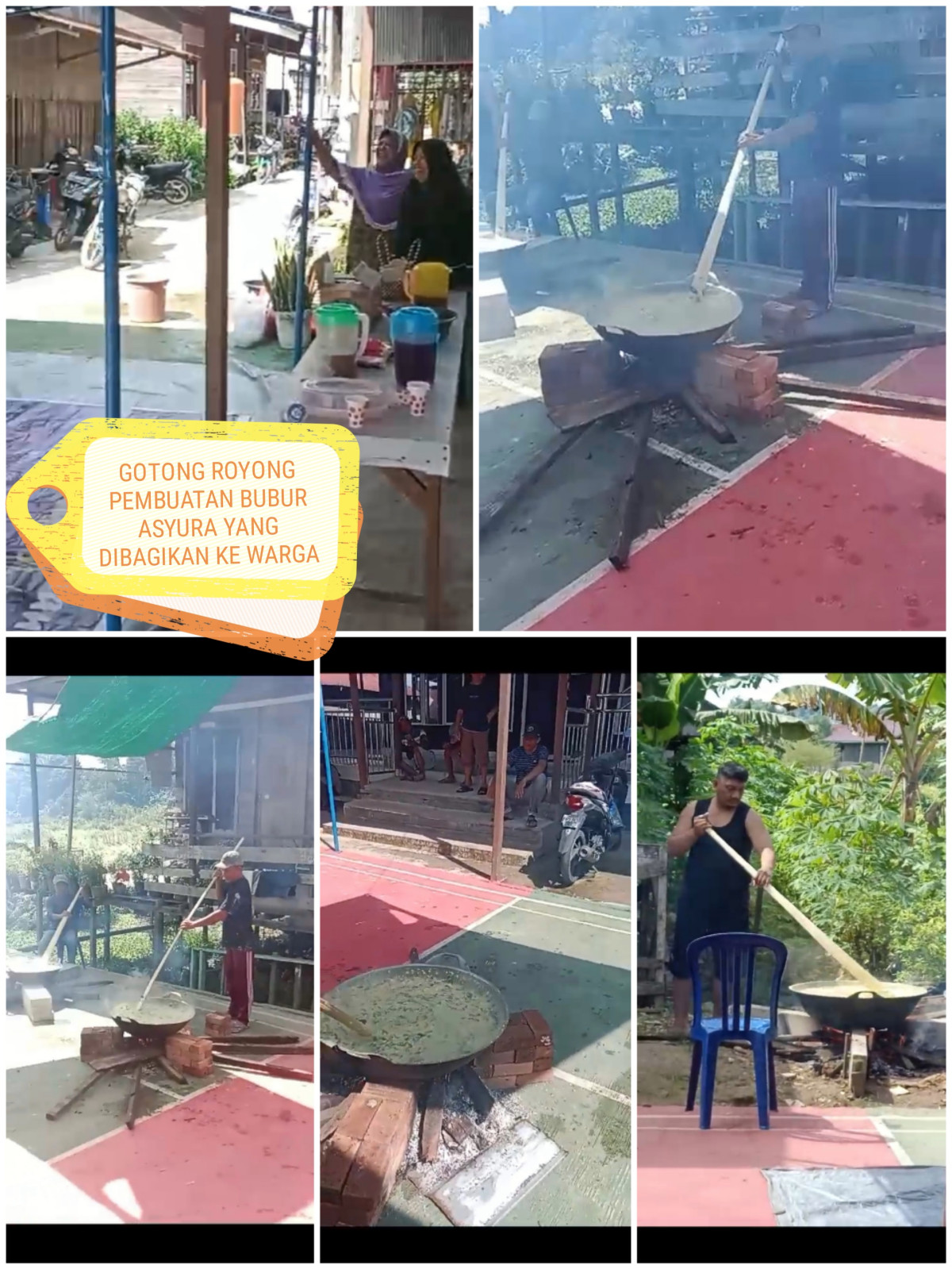 Gotong Royong Pembuatan Bubur Asyura yang di bagikan ke warga