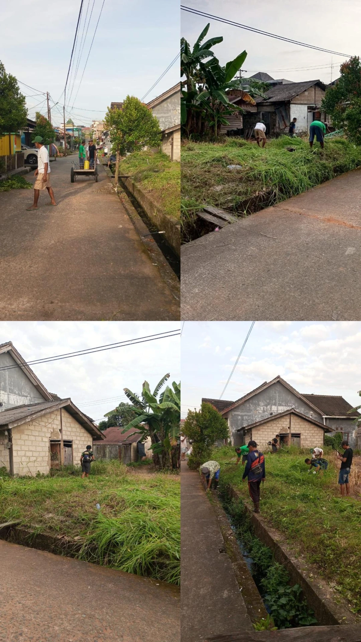 Kerja Bakti RT.42, membersihkan rumput di Pakis Hijau 2 dekat pos