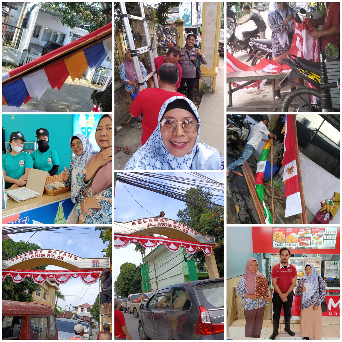 Pemasangan umbul2 & membersihkan sampah