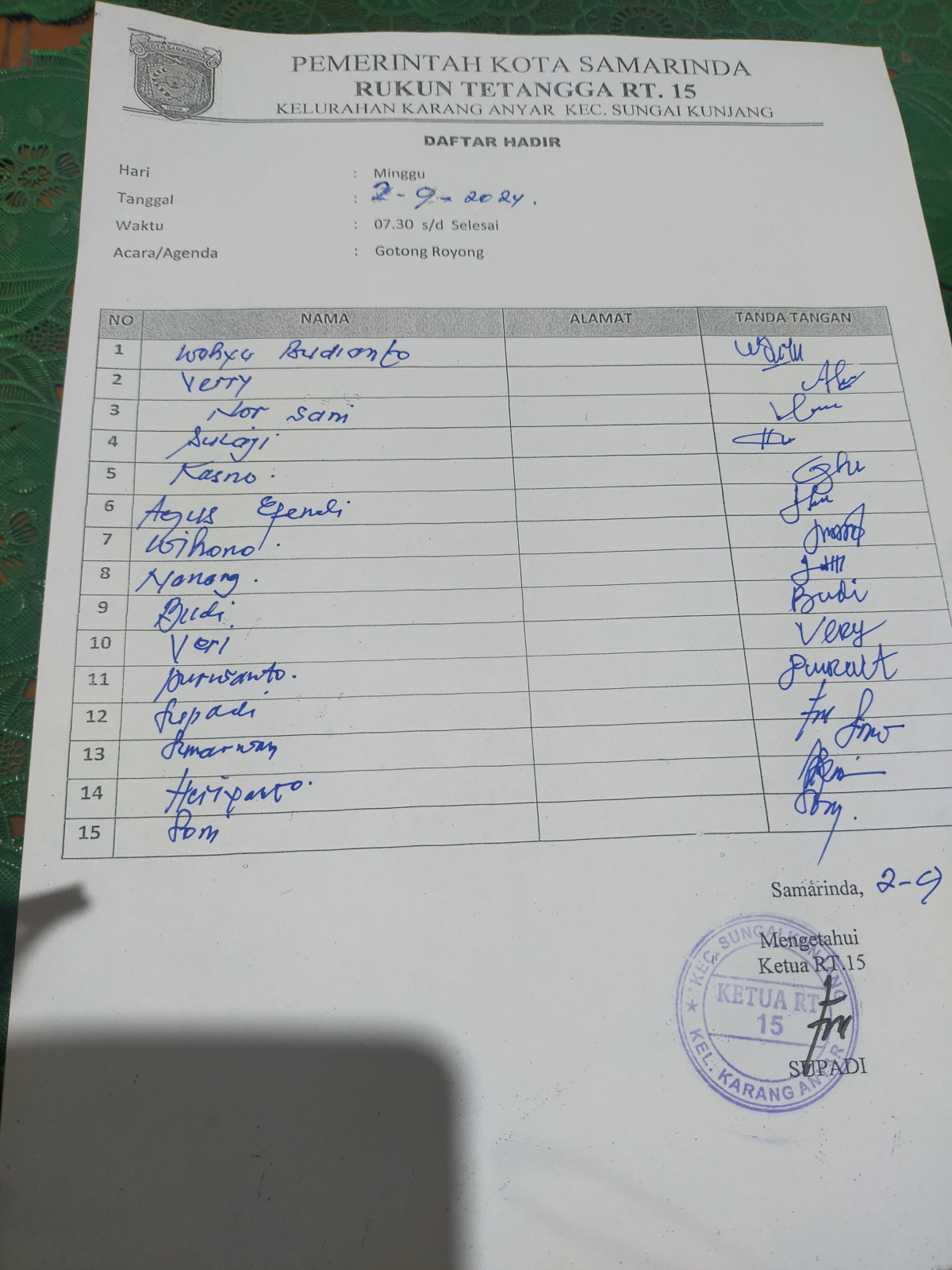 Gotong royong di jln Teuku umar