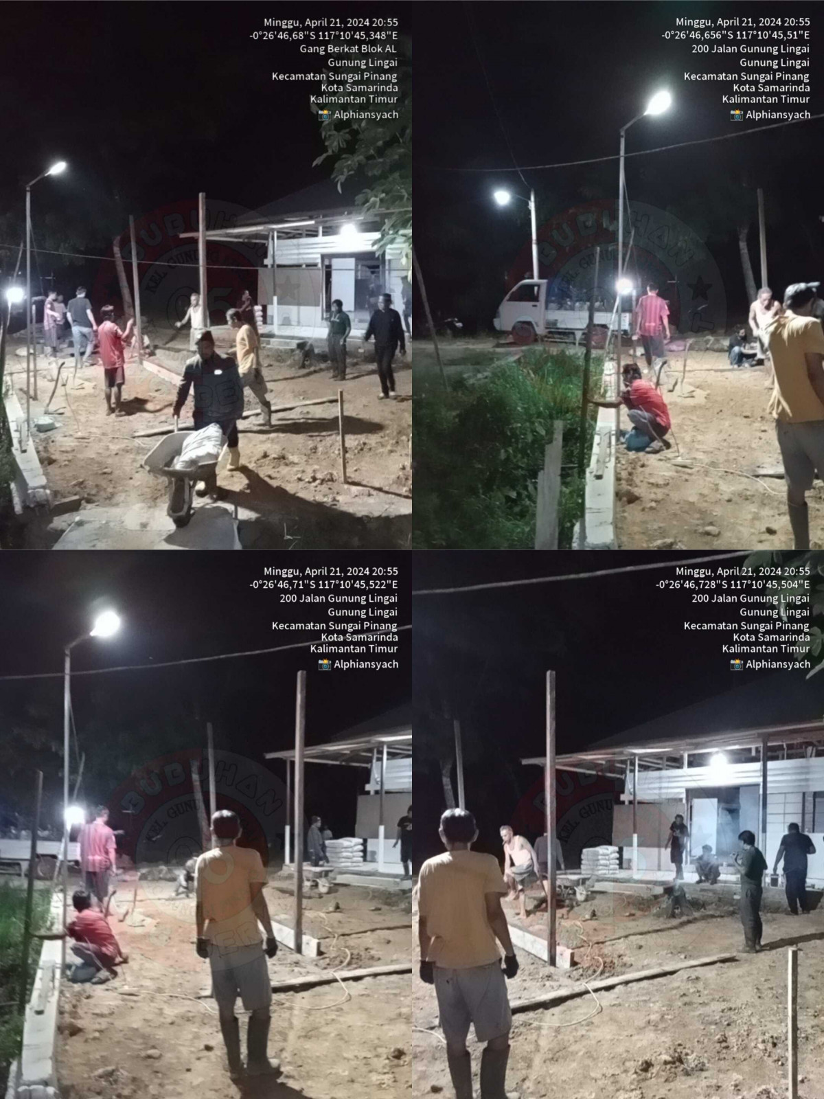 1. Membuat pondasi garasi ambulance 2. Mengangkut koral di Blok AA