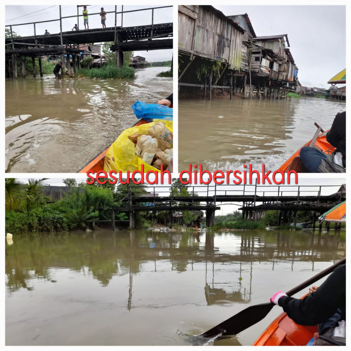 Pembersih/pemungutan sampah Sungai Karang Mumus RT 10