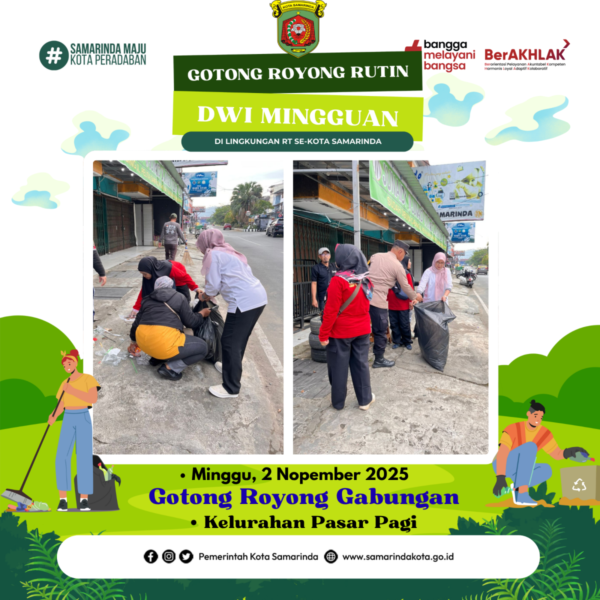 Gotong royong bersama kelurahan pasar pagi samarinda kota